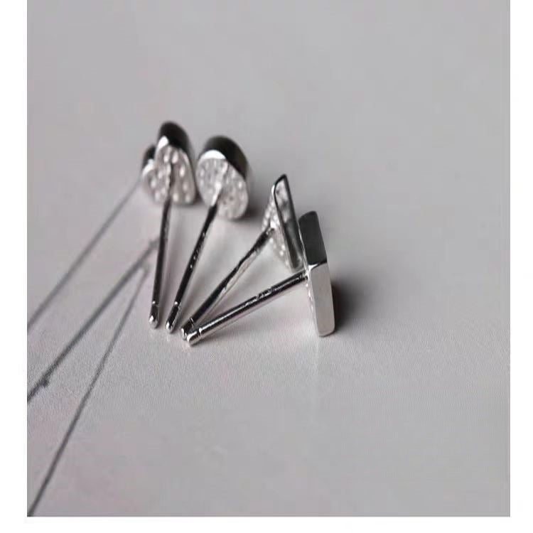 925 Sterling Silver Stud Earrings Black Inlay Triangle Heart Square